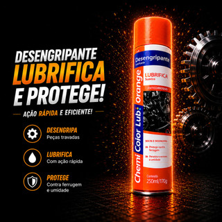 Desengripante Antiferrugem Lubrificante Uso Geral ChemiColor Spray Orange 400ml 250g oleo, multi uso