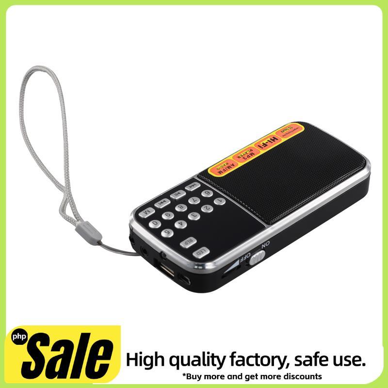 Mini Rádio AM Digital Portátil Alto-Falante Estéreo MP3 Player De Áudio Lanterna LED Suporte Unidade USB Cartão TF AUX-i