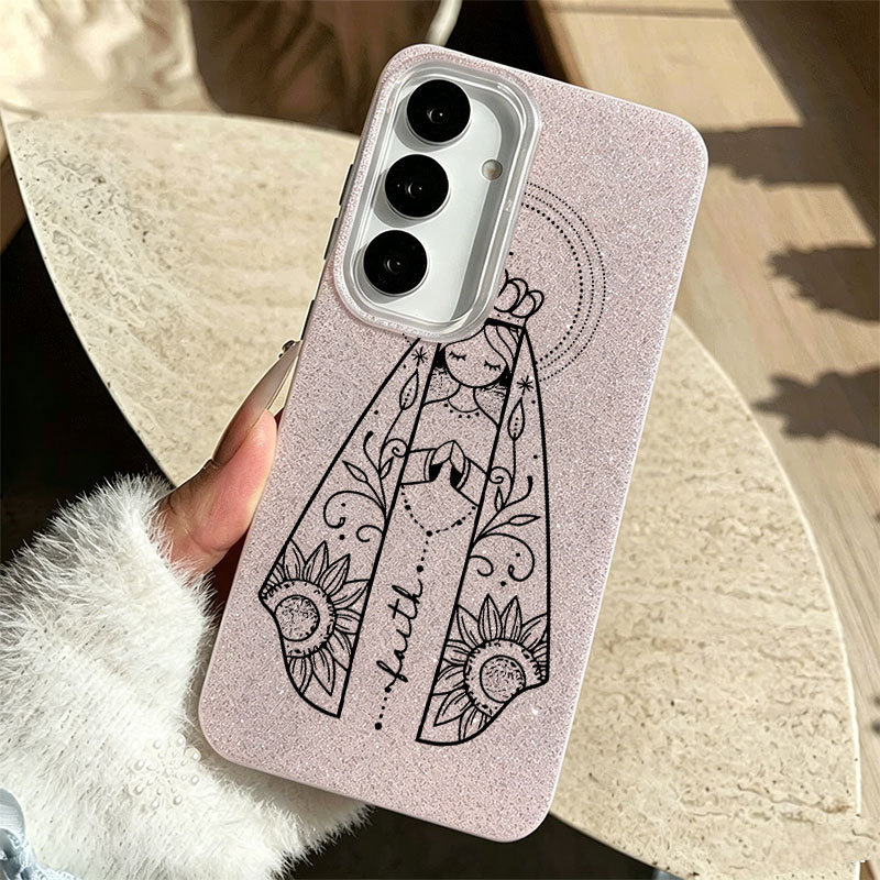 Capa Glitter Para Samsung A17 A07 A06 A15 A16 A14 A13 A12 A32 A56 A36 A55 A54 A23 S26 S25 A56 Linha De Girassol Arte Mol
