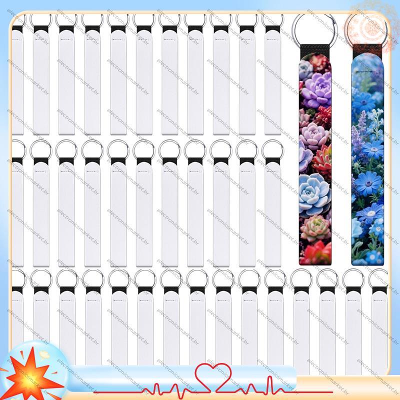 [Em Vendas E] 40 PCS Sublimação Pulseira Chaveiro Blanks Suportes De Cordão Branco Massa Para Artesanato DIY Mulheres