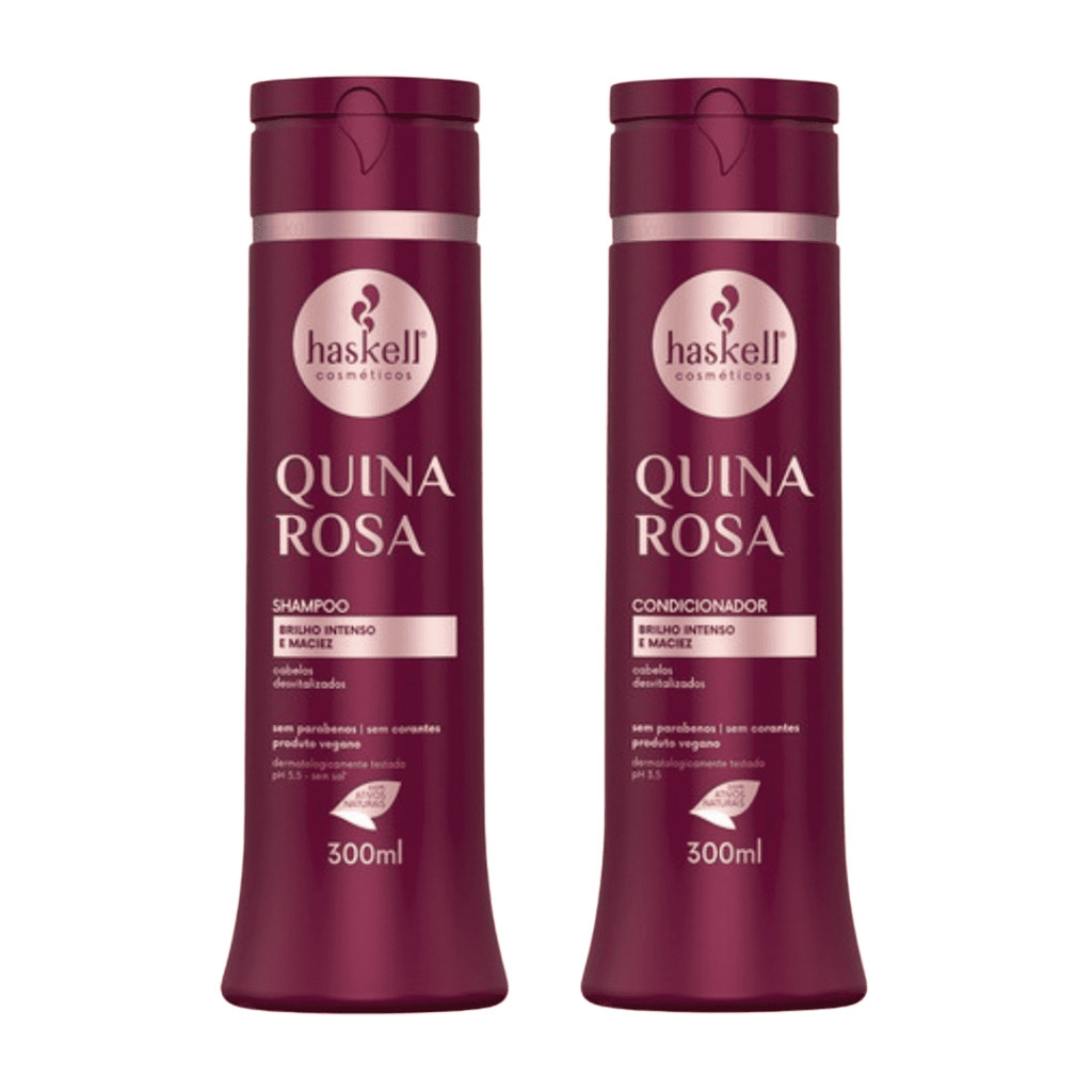 Kit Shampoo, Condicionador - Quina Rosa 300ml Haskell