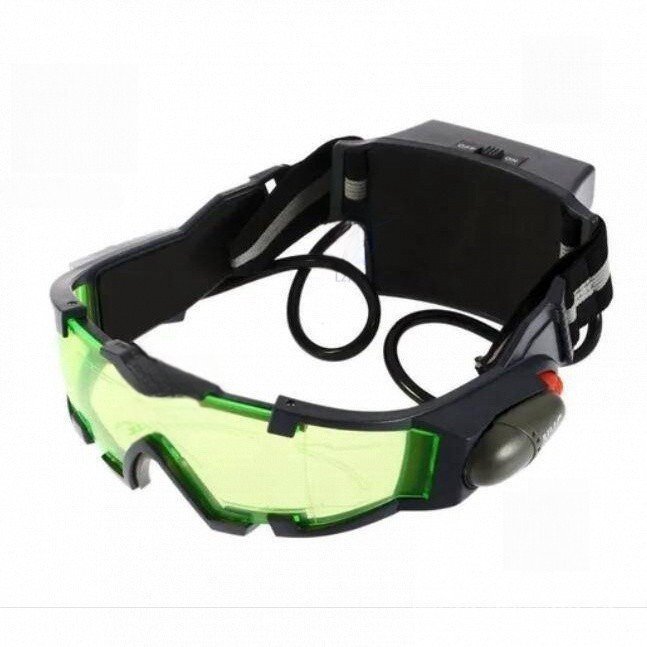 Óculos De Vidro Com Visão Noturna Ajustável Caça Com Claro Led À Prova De Vento
