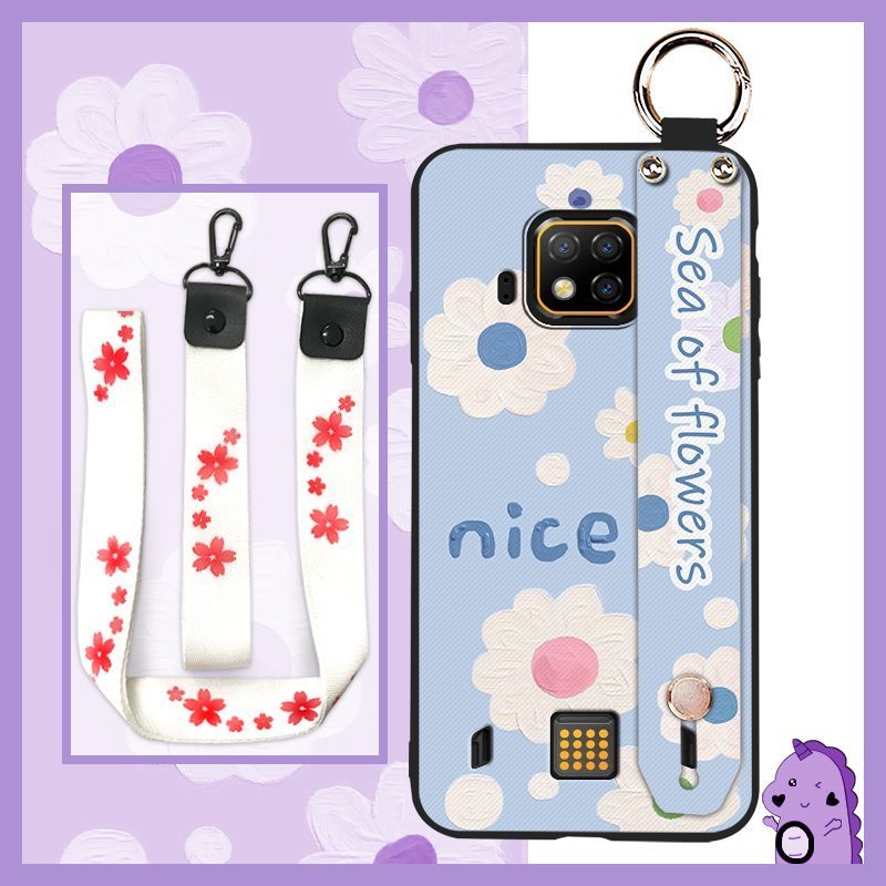 Capa De Telefone Flor Anti-Queda Para Doogee S95 Design De Moda Kickstand Silicone À Prova D'água Pulseira Resistente Su