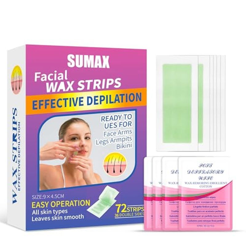 Tiras De Cera Sumax Para Remoção De Pelos Corporais , 72 Peças De Essência Natural De Abelha E Óleo De Semente De Jojoba