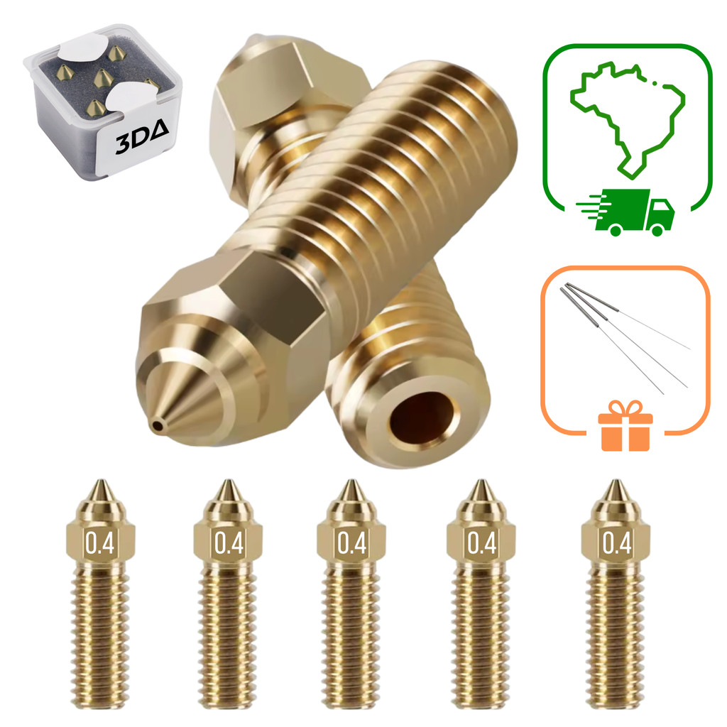 KIT 5 BICOS CREALITY CR 10 SE NOZZLE IMPRESSAO 3D UPPER