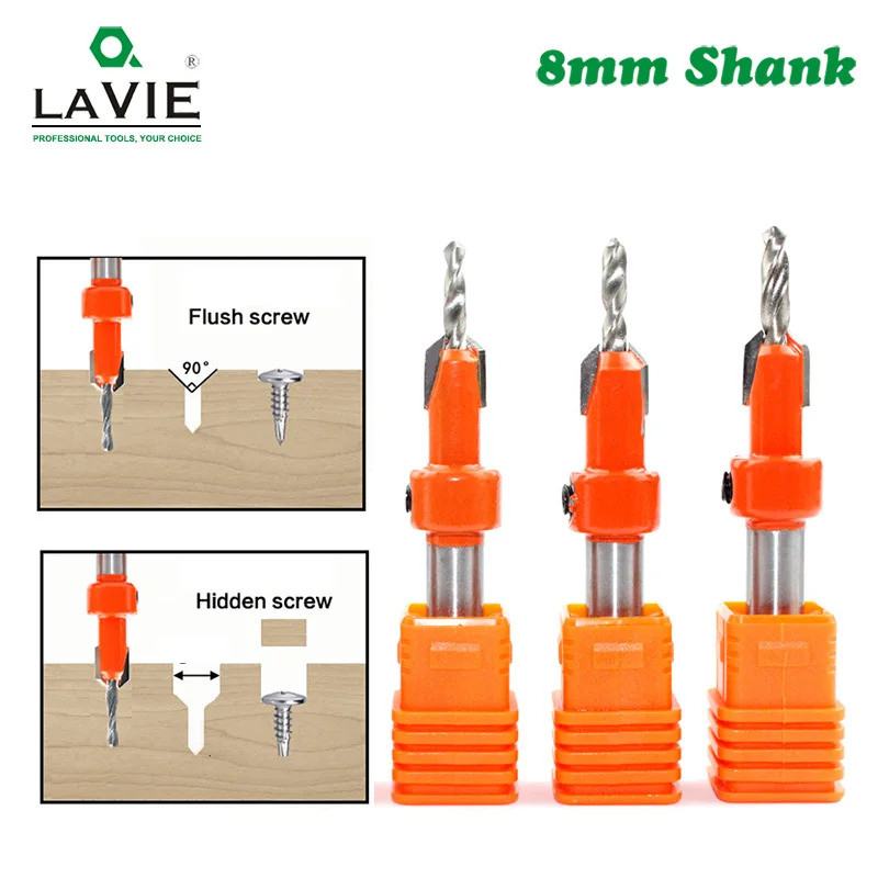 (Quente) LAVIE 1 Peça 8mm Haste HSS Escareador Carpintaria Router Bit Fresa Extrator De Parafuso Remon Demolição Para Ma