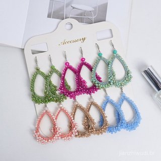 Brincos populares feitos à mão em estilo étnico boêmio, brincos vintage com personalidade em formato de gota d'água e el