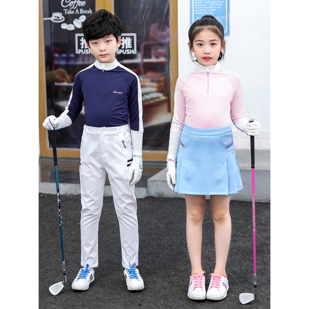 Roupas de golfe infantis primavera masculino feminino crianças de manga comprida camiseta de golfe roupas de bola de gol