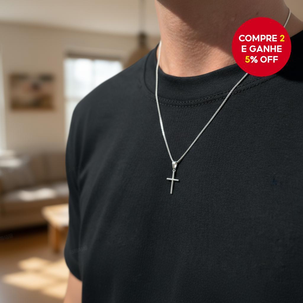  Colar Masculino com Pingente de Cruz Elegante, Joias Minimalista Ideal para Qualquer Ocasião