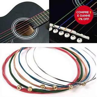 Novo Conjunto Moderno de 6 Cordas para Violão Acústico, Cores do Arco-Íris E-A, para Viol…