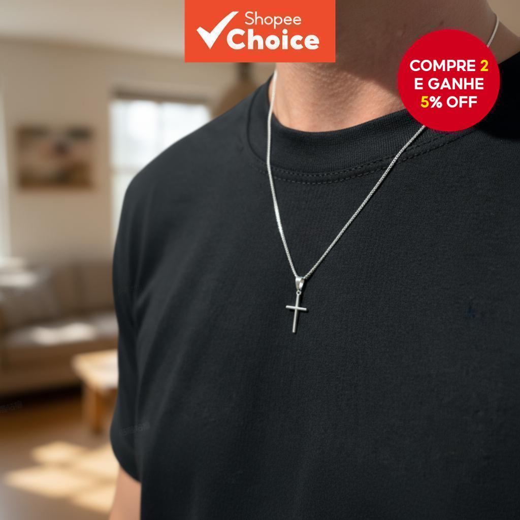 Colar Masculino com Pingente de Cruz Elegante, Joia Minimalista Ideal para Qualquer Ocasião