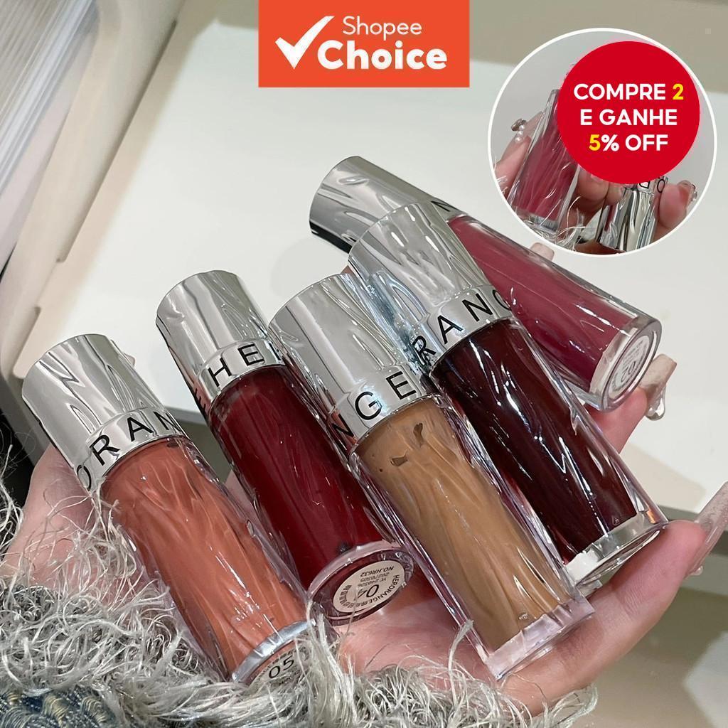 HERORANGE Silky Veil Mirror Lip Gloss-Café Leitoso Transparente Pigmentado , Suavização De Linha Labial E Maquiagem À Pr