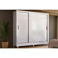 Guarda Roupa Casal Itália 3 Portas de Correr Branco Santos Andirá