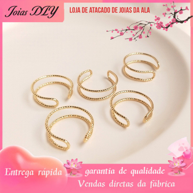 Lote flor fio duro 14K banhado a ouro cor-preservando torção fio de cobre anel de fio duplo mão-clipe grânulo enrolament