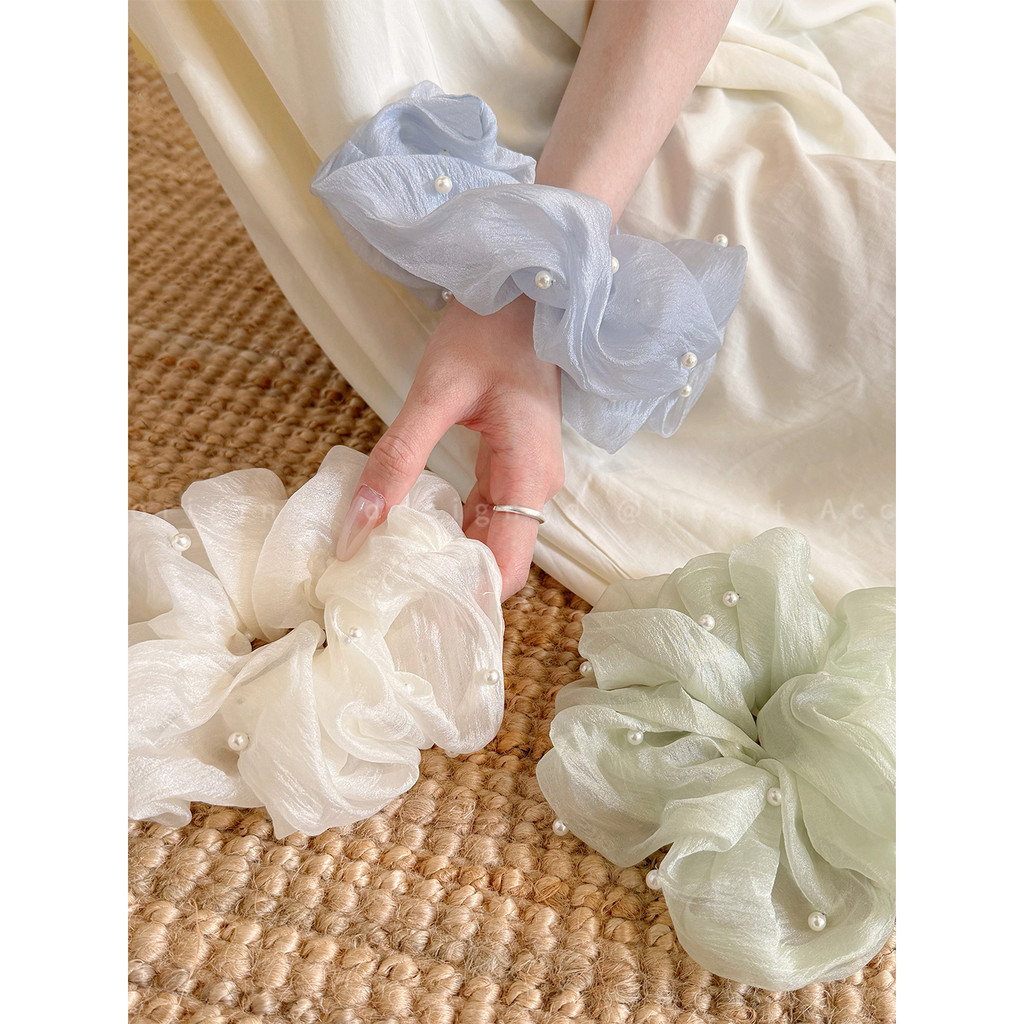 Anel de cabelo elástico de pérola Off-White feminino cabeça traseira bola cabeça rabo de cavalo chicote laço de cabelo c
