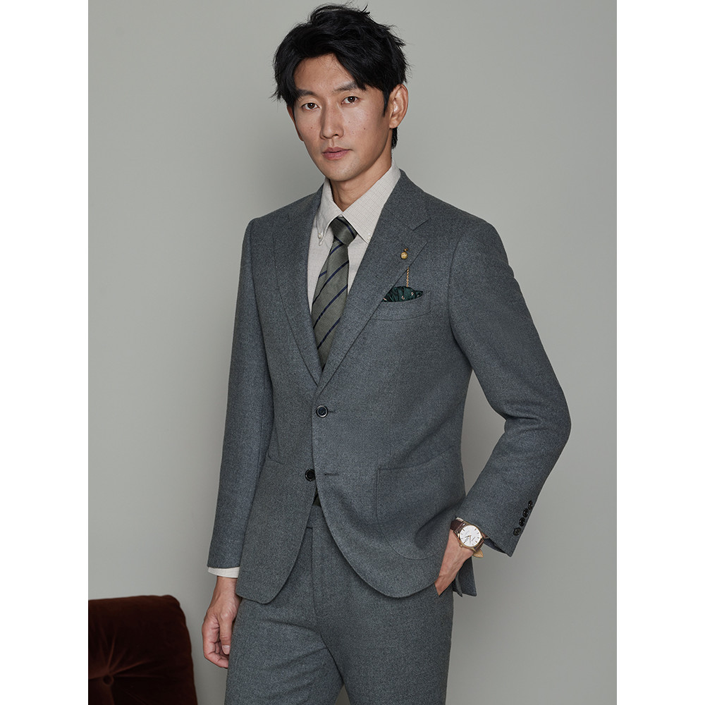 Aojia primeiro corte de lã terno masculino negócios Formal terno cinza fino-ajuste noivo terno de casamento masculino no