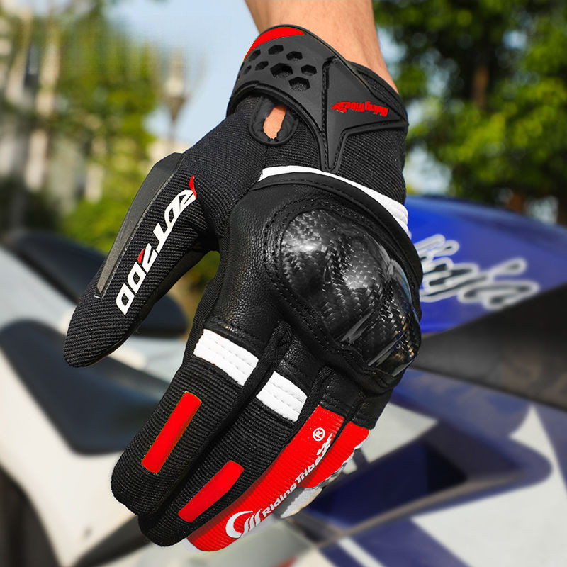 Luvas de motociclismo em fibra de carbono, luvas de verão anti-queda para motocicleta, luvas para bicicleta, luvas finas