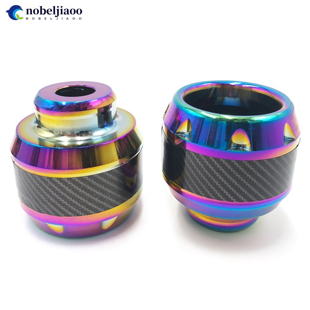 NOBELJIAOO 2 Pçs Motocicletas Liga De Alumínio Garfo Dianteiro Copo De Fibra De Carbono Anti-Queda Queima Titânio Scoote
