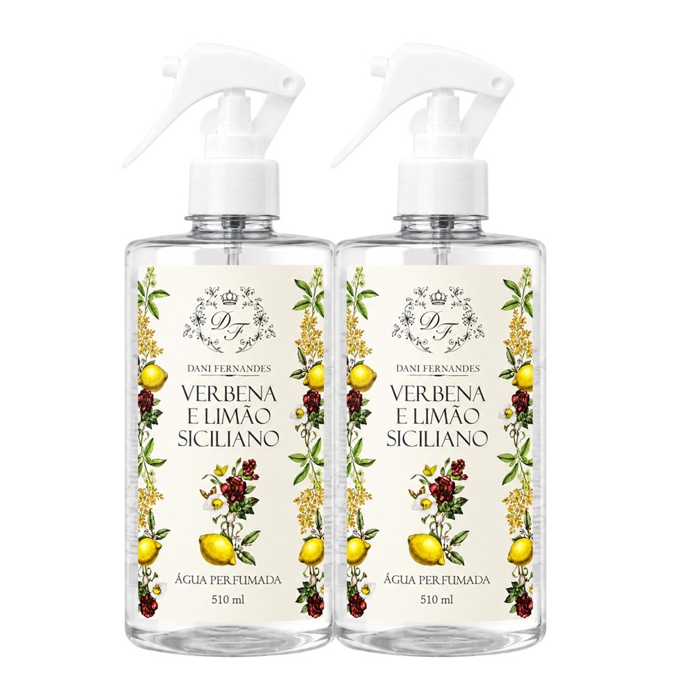 Kit 2 Água Perfumada Aromatizada Verbena Limão Siciliano 510ml Dani Fernandes Perfume Roupas Lençol