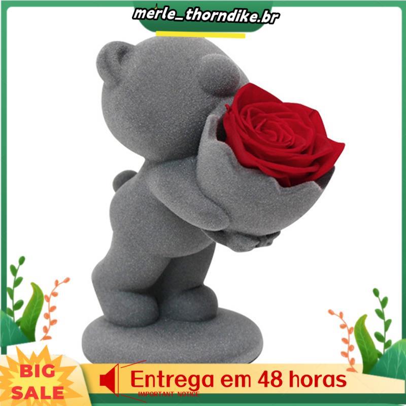 Luxuoso Buquê De Rosas De Pelúcia Com Flor Eterna E Urso De Boneca-Perfeito Para Aniversário De Namorada , Dia Dos Namor