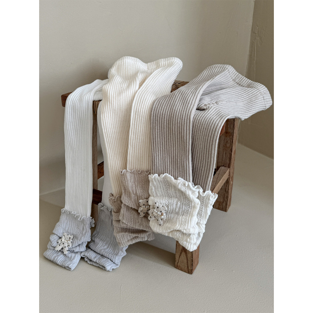 Meninas meias de calcinha crianças primavera outono fino bonito dos desenhos animados urso malha pilha meias Leggings be
