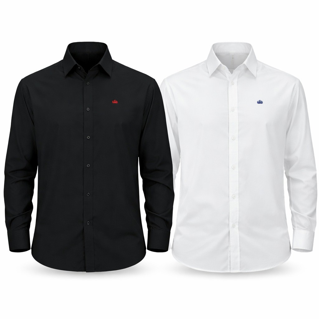 Kit 2 Camisa Manga Longa Social Spandex Tecido Não Amassa