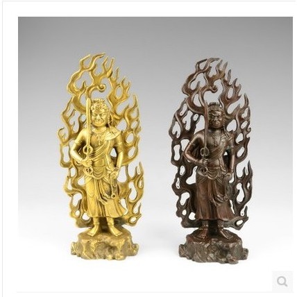 Boa sorte cobre puro fudo Mingwang estátua fudo estátua de Bronze é frango Benming buda casa artesanato ornamentos
