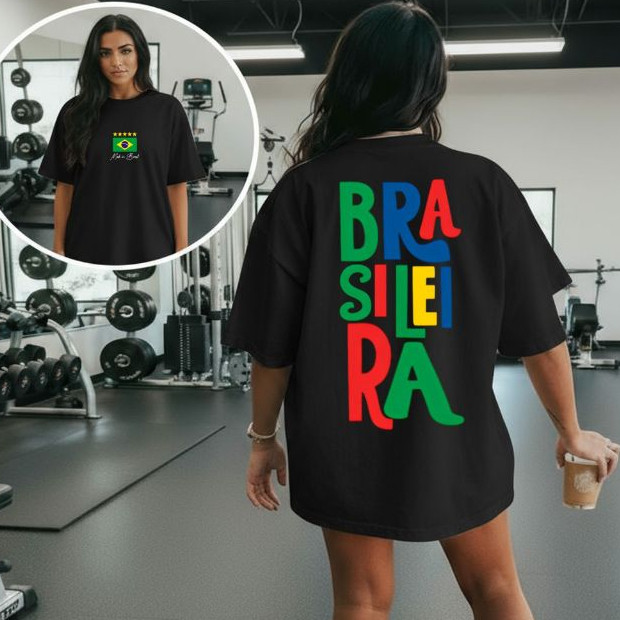 CAMISETA FEMININA BRASIL SELEÇÃO BRASILEIRA COPA DO MUNDO ALGODÃO MANGA CURTA CASUAL