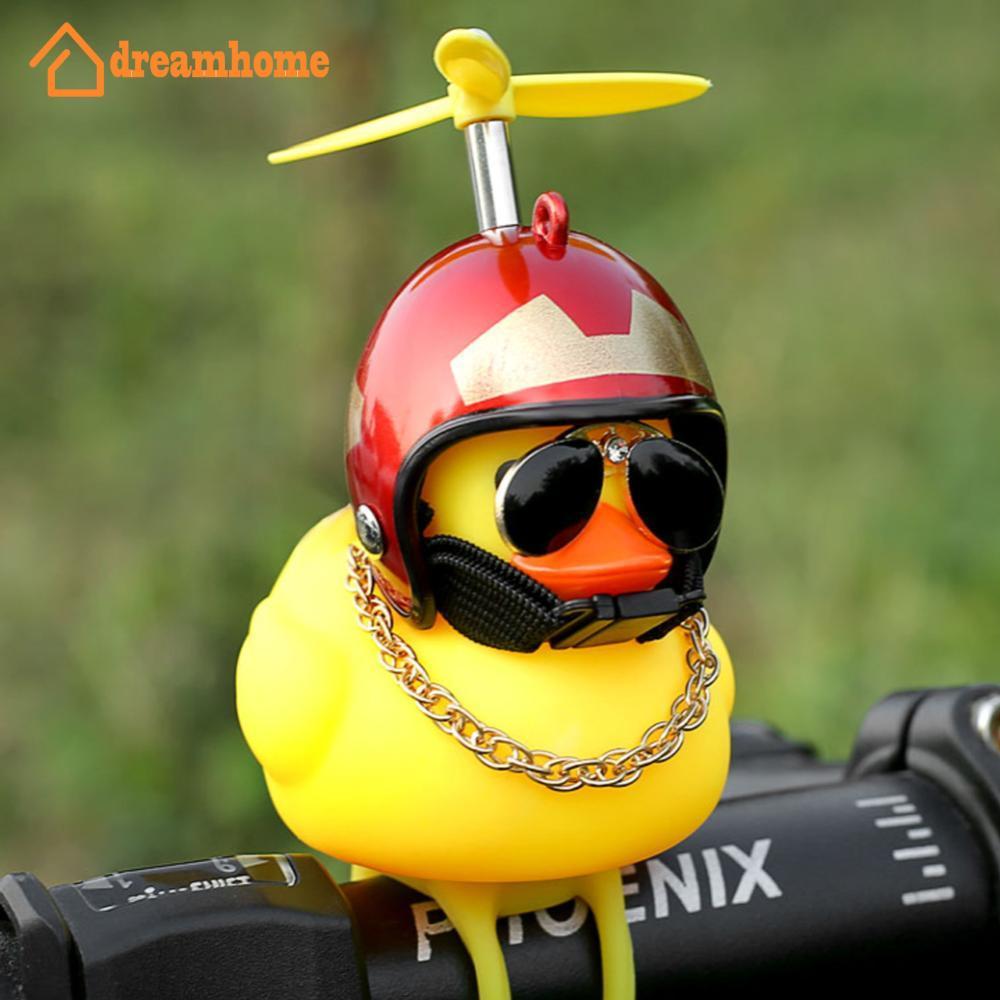 DREAMHOME Pato Em Pé Com Capacete Vento Quebrado Pequeno Amarelo Bicicleta De Estrada Do Motor Equitação Ciclismo Acessó