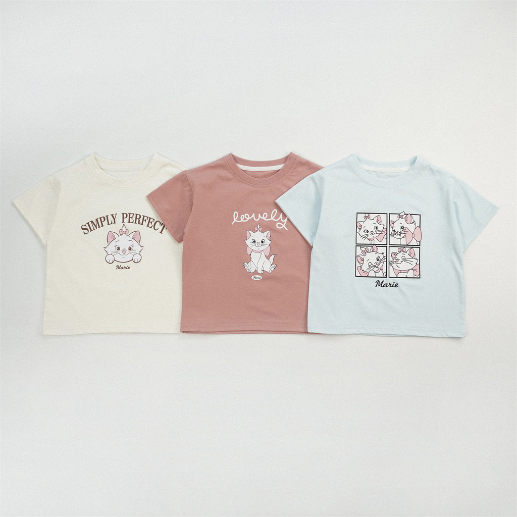 Versão coreana estilo verão meninos meninas em torno do pescoço de manga curta dos desenhos animados camiseta crianças b