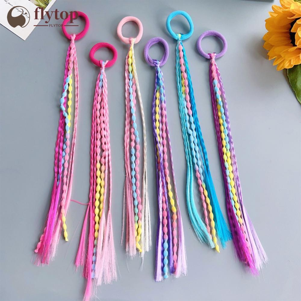 FLYTOP Colorido Elástico Laços De Cabelo Faixa Com Peruca Trança Para Crianças E Adultos Moda Doce Diário Acessórios D9R