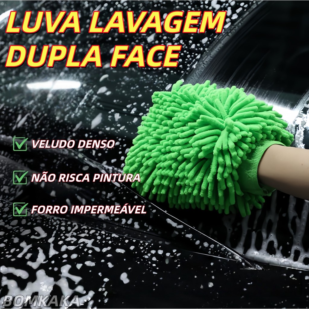 Luva de Lavagem Dupla Face Veludo Denso Forro Impermeável Não Risca Pintura Para Carro Moto Móveis