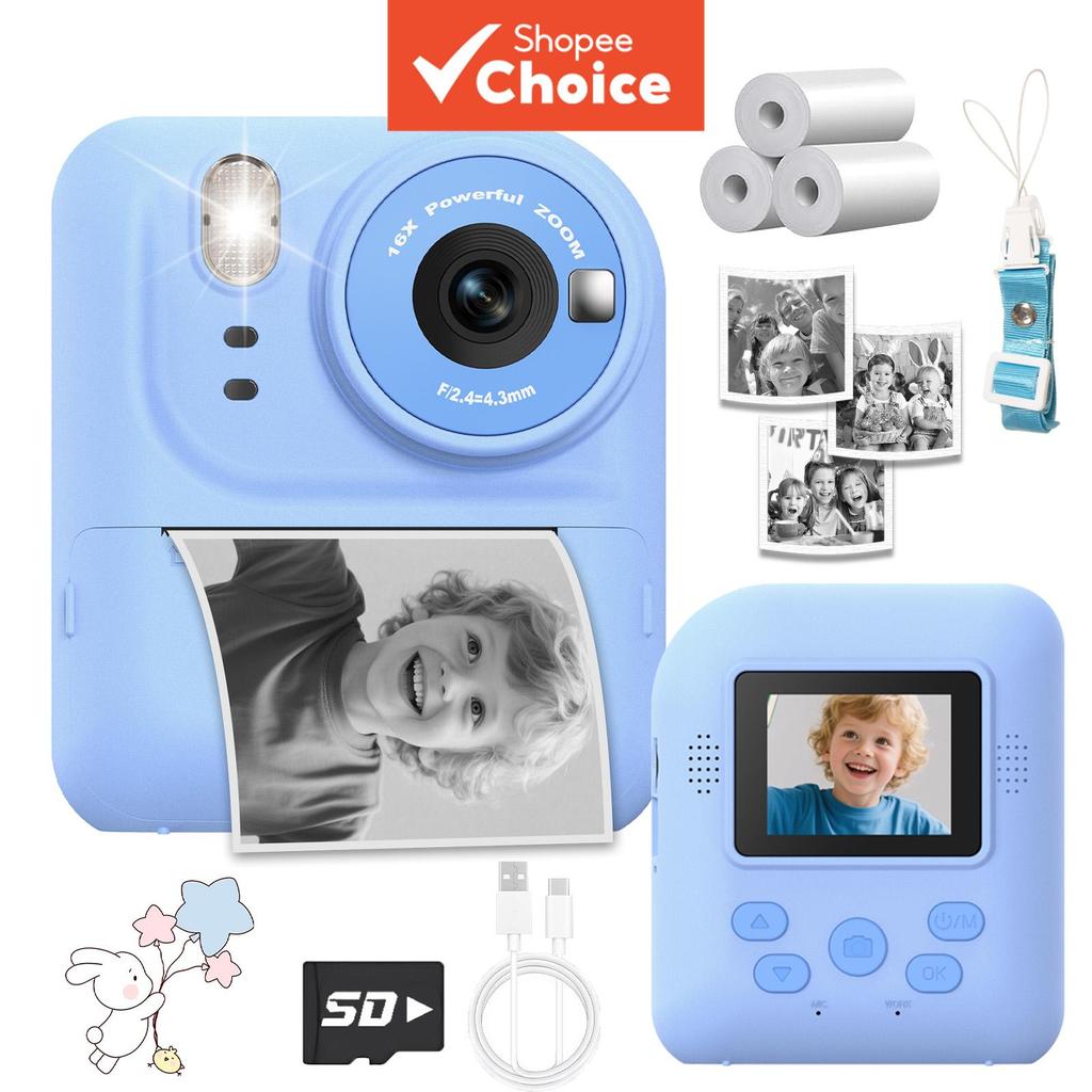 Câmera Instantânea para Crianças com Impressão Fotográfica, Impressora Térmico Compacto para Ambientes Externos, Alta
