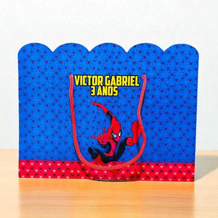 10 Sacolinhas Homem Aranha Personalizadas Com Nome e Idade Para Festas