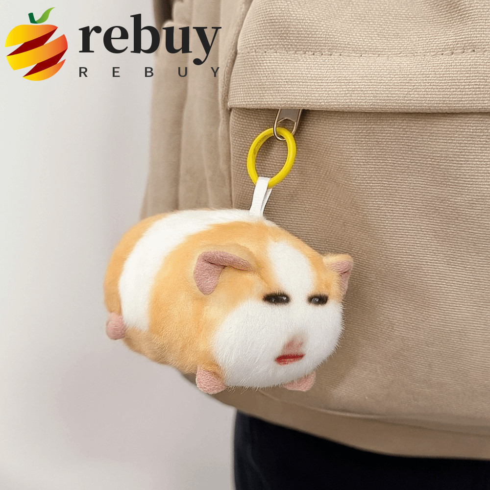 REBUY1 Pingente de Porco Holandês de Pelúcia, Chaveiro Criativo e Macio, Boneco de Desenho Animado Fofo com Som FR1G