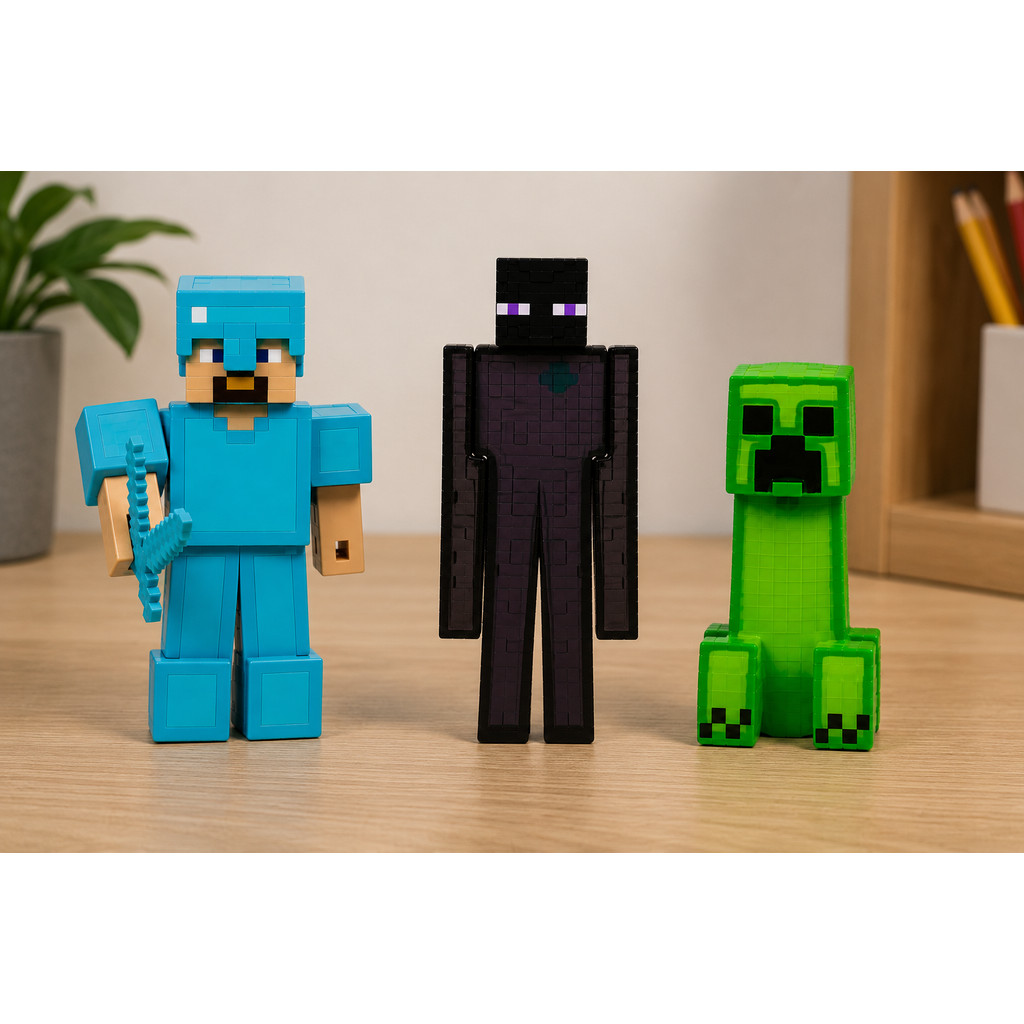 BRINQUEDO PERSONAGEM DE MINECRAFT FLEXIVEL E MACIO