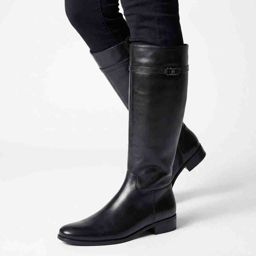 Bota Feminina Bottero Montaria Cano Longo Alto Salto Baixo Confortável Para Inverno Bico Redondo Original