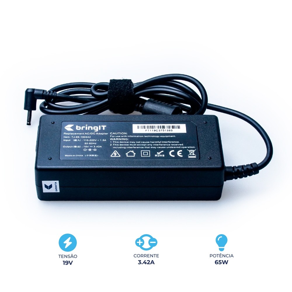 Fonte Carregador para Notebook Acer Aspire 3 A315-58-32UT 19V 3.42A 65W