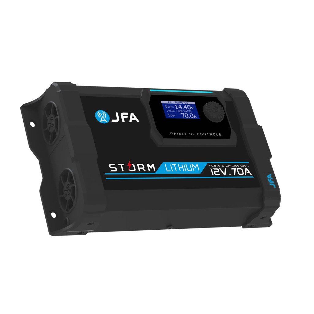 Fonte Carregador Automotivo Jfa Storm Lithium 70a Bivolt Bateria Lítio Preto