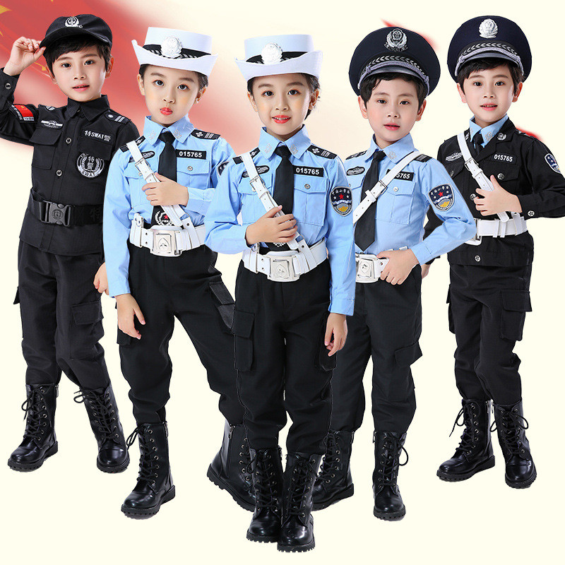 Uniforme de polícia infantil Little SWAT Uniforme de desempenho Uniforme de polícia de trânsito Jardim de infância Homen