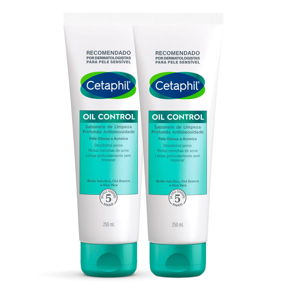 Kit 2 Sabonete Balm de Limpeza Profunda Cetaphil Oil Control Antioleosidade Pele Oleosa a Acneica 250ml