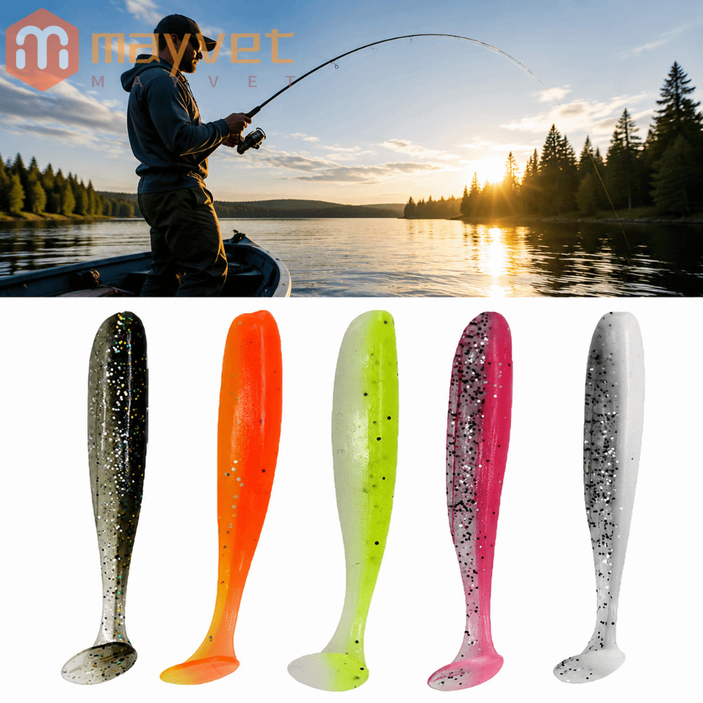 MAYVET 100 Pcs Paddle Tail Swimbaits , Isca De Natação Colorida Em PVC , Iscas De Pesca Macias De 7 Cm 9 De Tipoia