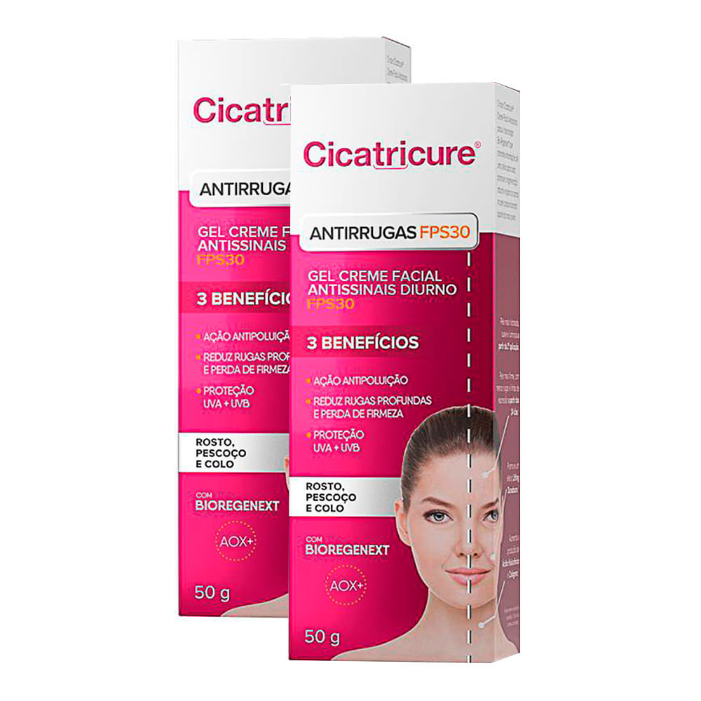 Kit 2 Cicatricure Gel Creme Antissinais Diurno FPS 30 50g