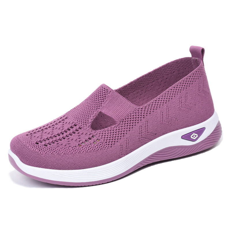Sapatos femininos 2026 primavera verão Plus Size sapatos femininos sapatos de pano voando tecido Net sapatos mãe