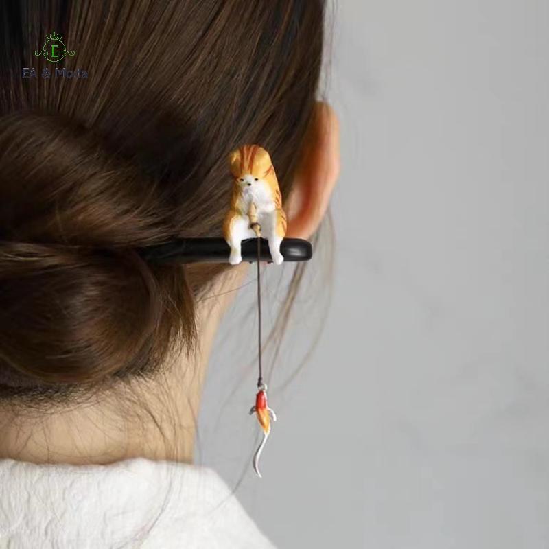 EA & Moda Classic Bla Sandalwood Hair Sti Com sel De Gato Para Acessórios De Cabelo Hanfu .