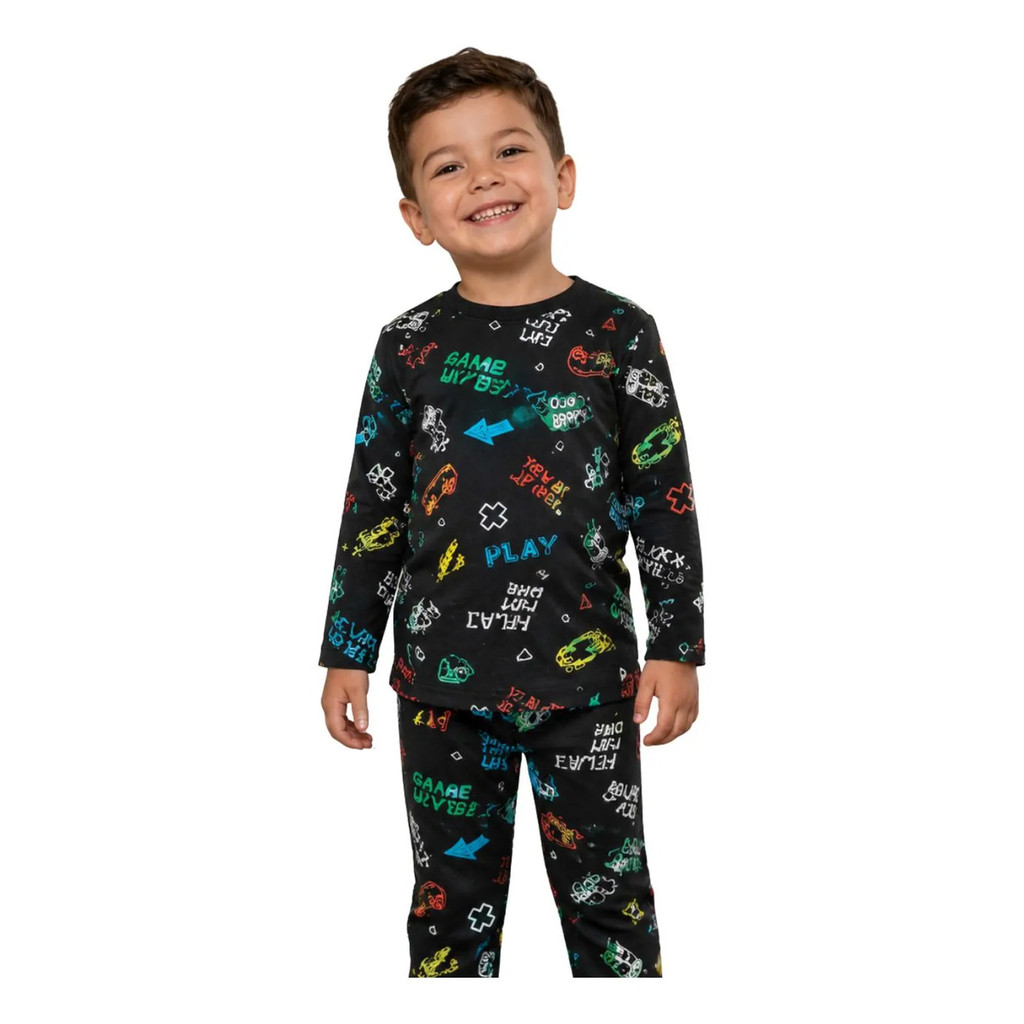 Pijama Infantil Menino Inverno Flanelado 2 Peças Inverno