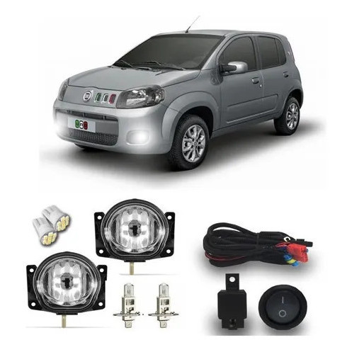 Kit Completo Farol  Milha Neblina Auxiliar Novo Uno Vivace 2