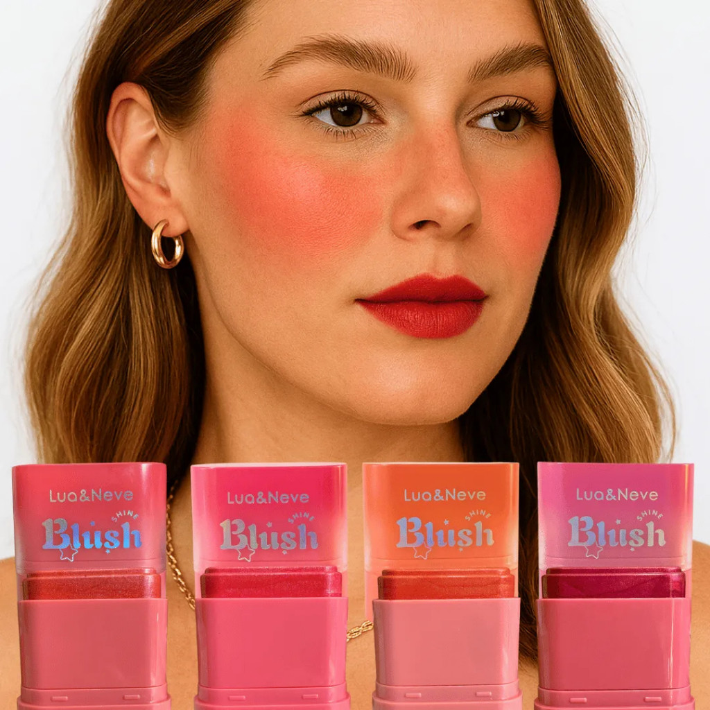 Shine Blush Brilho Bastão Cremoso Lua e neve Pele Corada Proporciona um brilho sutil
