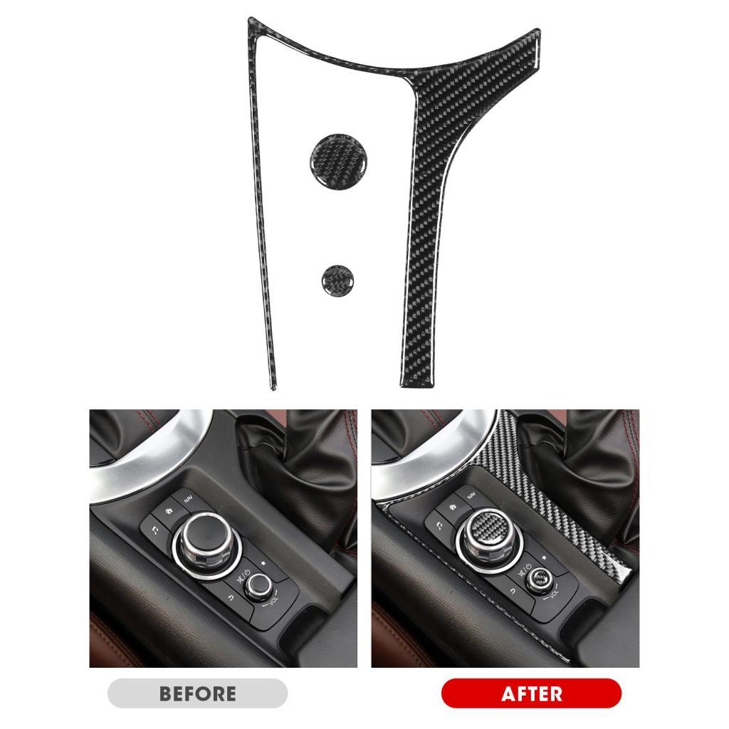 Fingerstyle-BR 3 peças de fibra de carbono interior multimídia caixa quadro botão capa adequada para Mazda MX5 ND