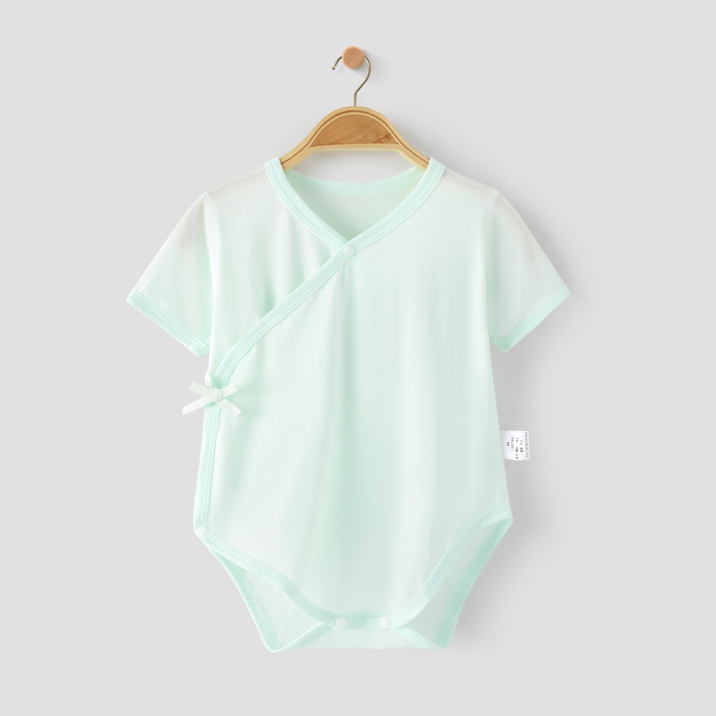 Lyocell verão roupas de bebê recém-nascido manga curta roupas de bebê estilo fino respirável bebê recém-nascido triângul